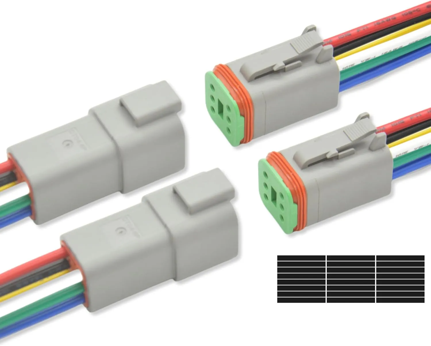 DT Deutsch 6 Pin Connector Kit Waterproof Electrical Connector 16 AWG Male and Female Automotive Wire Connectors for Car Truck Boat (6 Pin 2 Sets)