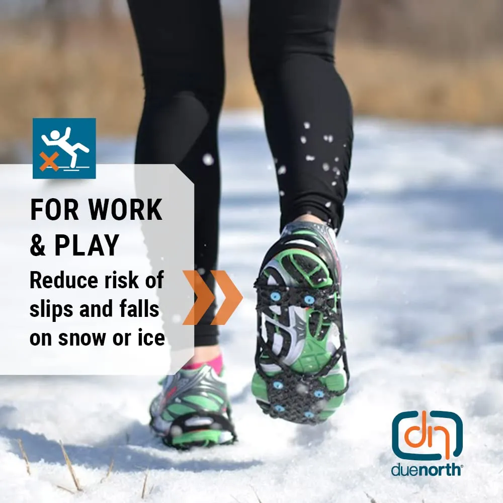 Due North Everyday Pro Traction Aids for Running and Walking on Ice and Snow - Ice Cleat Winter Spikes for Men & Women