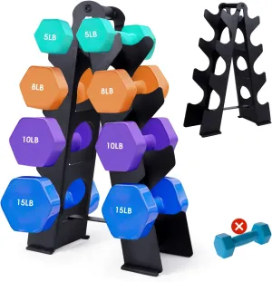 Dumbbell Rack Stand Only(Dumbbells not Included), Compact A-Frame Weight Rack for Dumbbells, Rust-Resistant Coated Dumbbell Storage Rack, Dumbbell Stand with Handle & Non-Slip Base for Home Gym