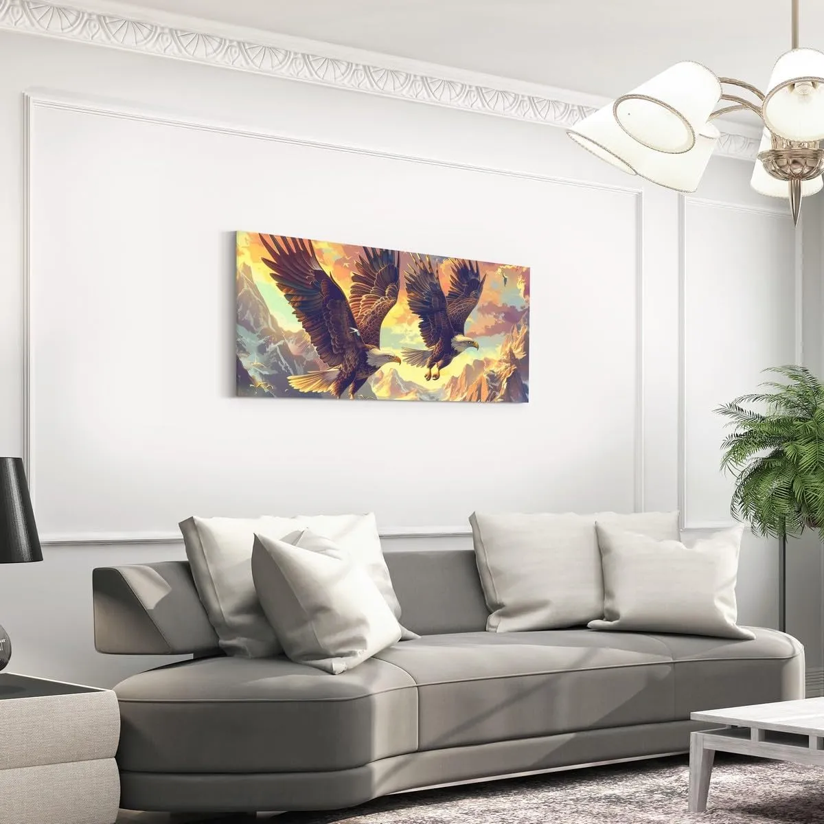 Eagle Large Framed Wall Art Wild Eagle Bird Canvas Wall Art 58L X29W,Landscape Mountain Picture Prints Aesthetic,Wildlife Flying Animals Paintings