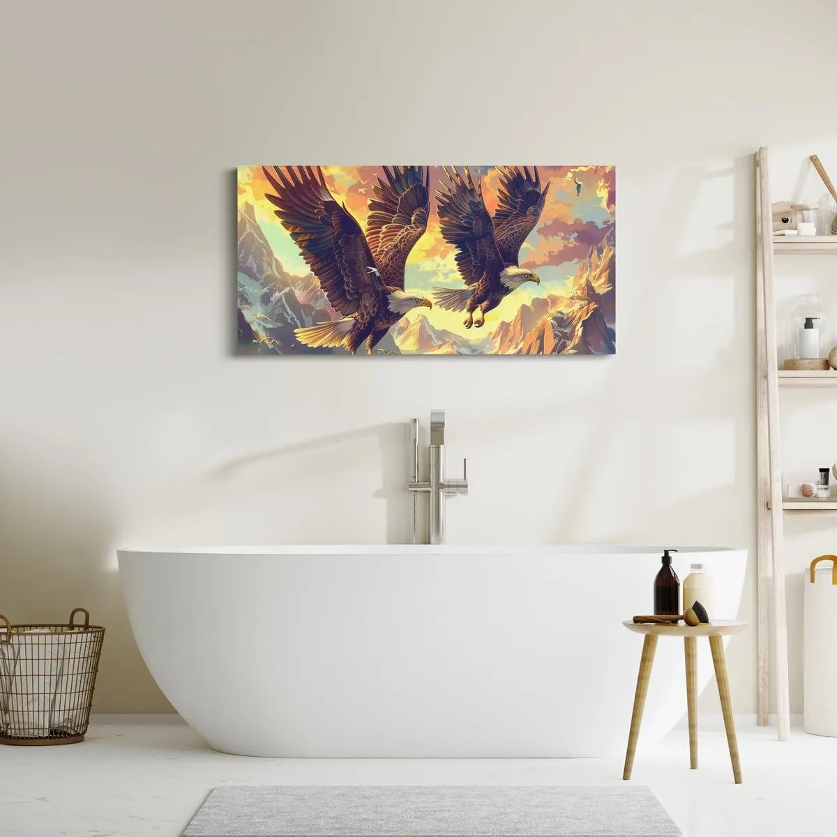 Eagle Large Framed Wall Art Wild Eagle Bird Canvas Wall Art 58L X29W,Landscape Mountain Picture Prints Aesthetic,Wildlife Flying Animals Paintings