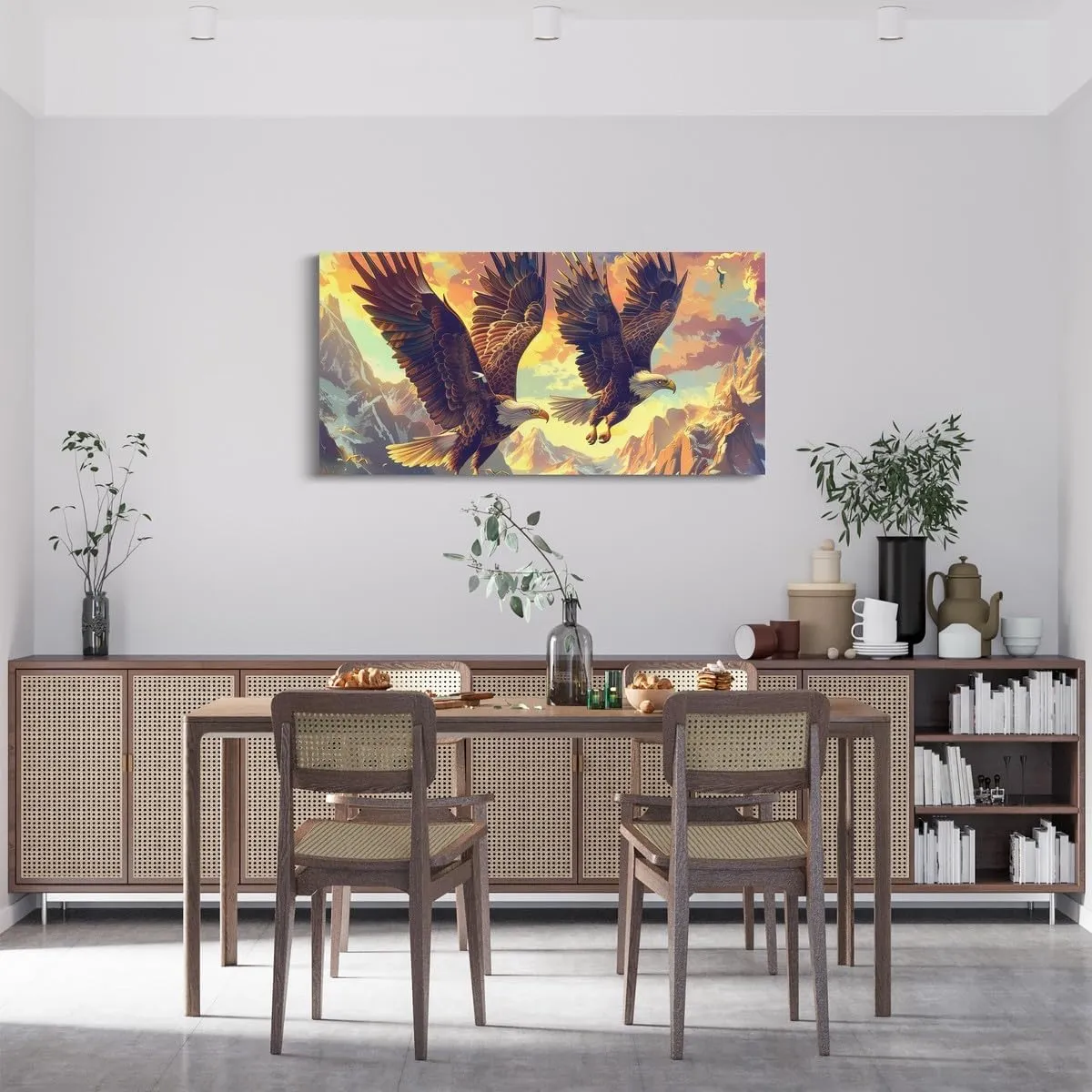 Eagle Large Framed Wall Art Wild Eagle Bird Canvas Wall Art 58L X29W,Landscape Mountain Picture Prints Aesthetic,Wildlife Flying Animals Paintings