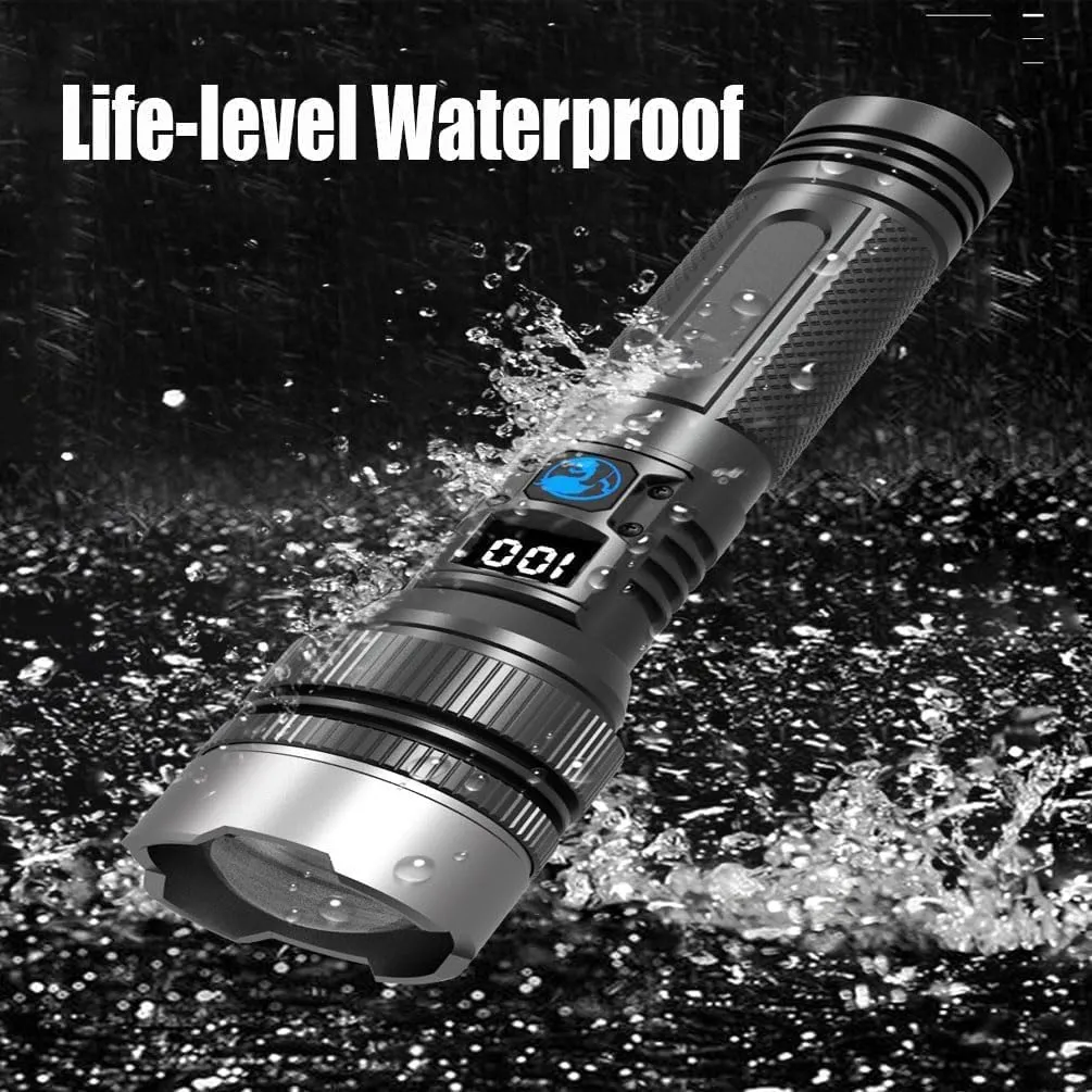Easiotward Flashlight, Easiotward 2025 The Ultimate Survival Flashlight, USB Rechargeable Waterproof Handheld Flashlights High Lumens, 5 Modes Torch with LED Digital Display (1pcs)