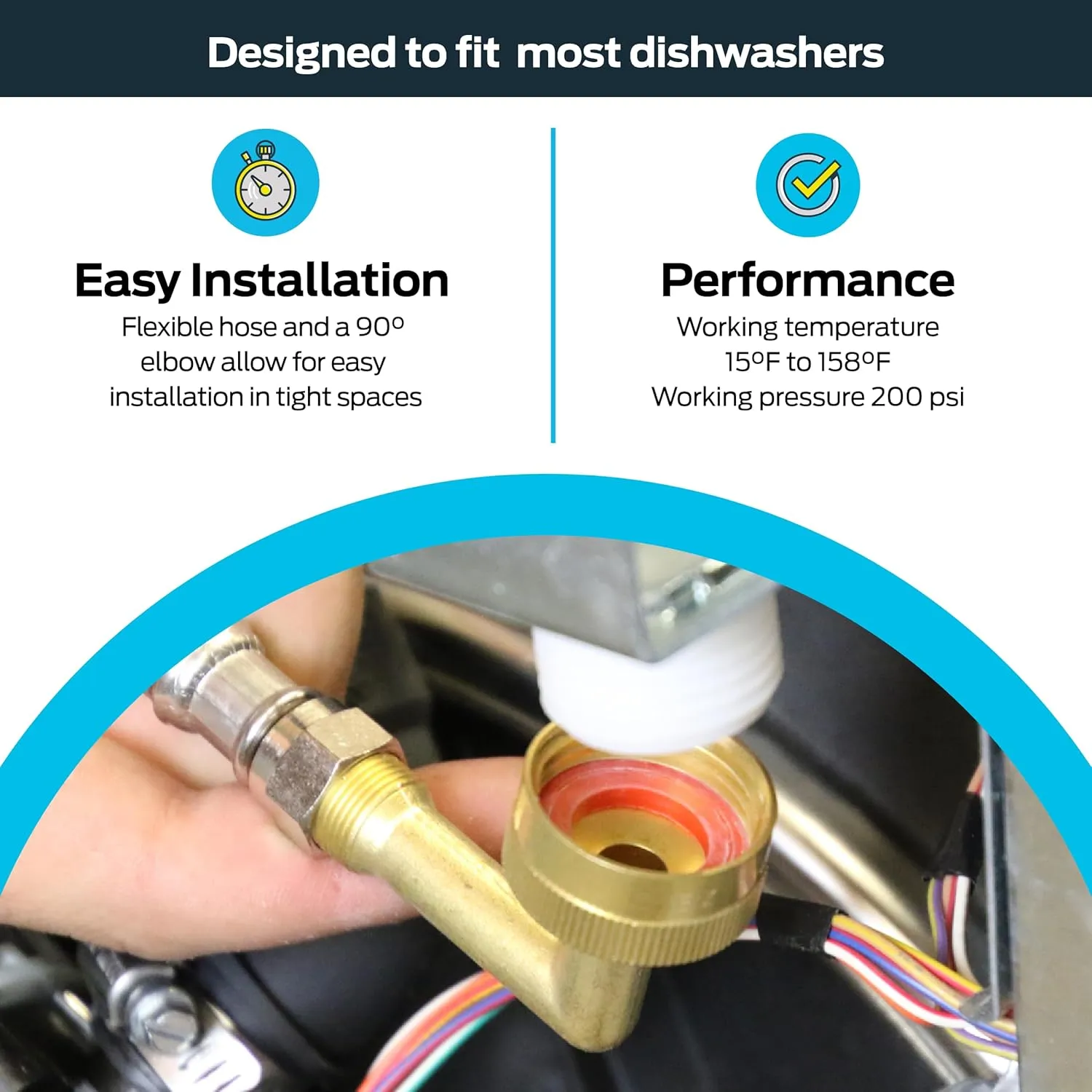 Eastman Dishwasher Installation Kit, 12 Foot Supply Line with 3/8 Inch Compression Ends, 3/8 Inch MIP Elbow and 3/4 Inch FHT Elbow, Braided Stainless Steel Dishwasher Connectors, 41058