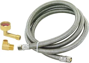 Eastman Dishwasher Installation Kit, 12 Foot Supply Line with 3/8 Inch Compression Ends, 3/8 Inch MIP Elbow and 3/4 Inch FHT Elbow, Braided Stainless Steel Dishwasher Connectors, 41058