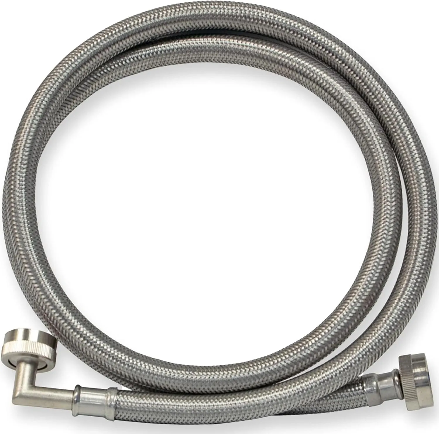 Eastman Washing Machine Connector, 3/4 Inch FHT Connection, 90 Degree Elbow, 4 Foot Braided Stainless Steel Washing Machine Hoses, 48373