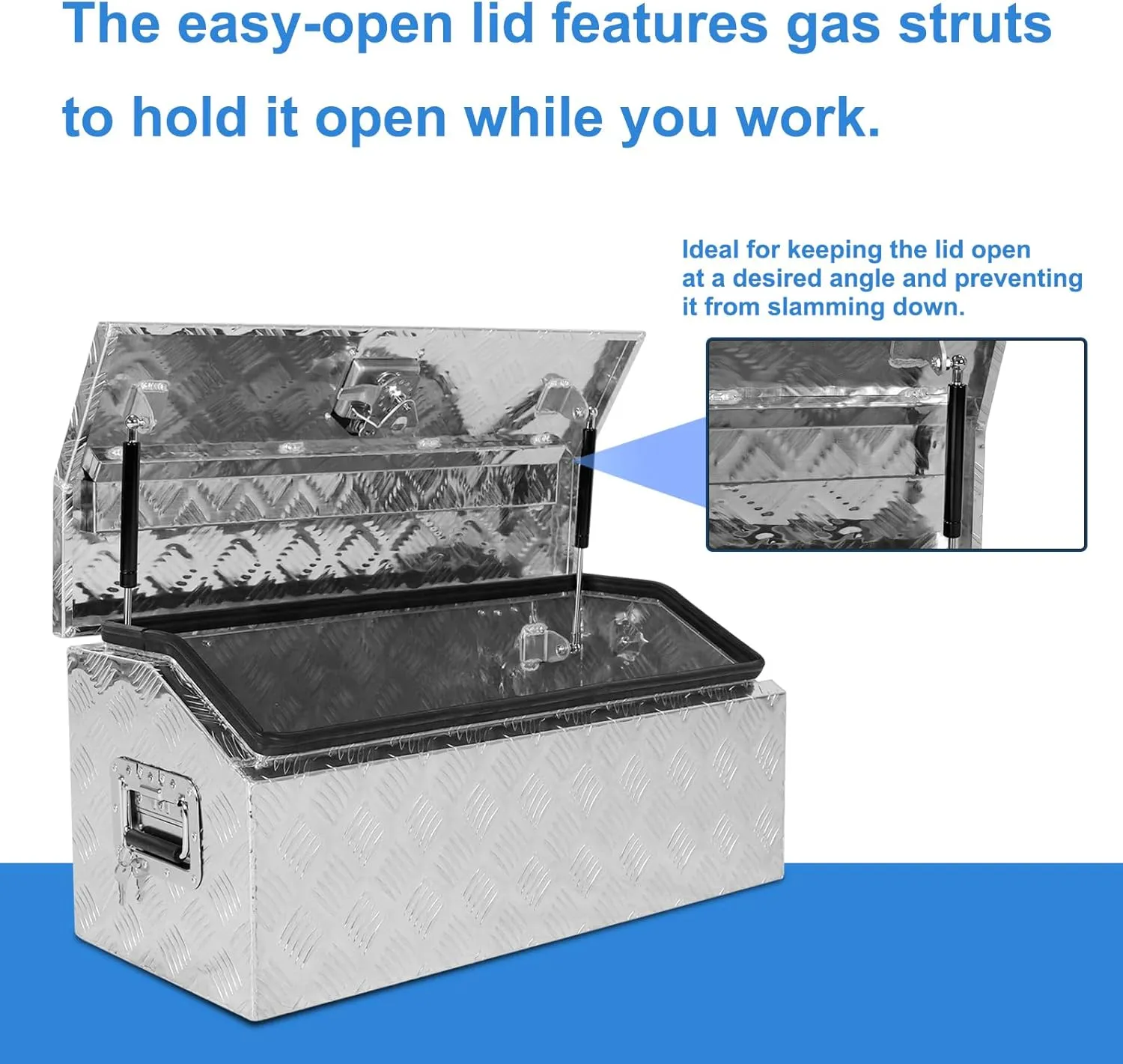 EASYBERG 30 Inch Aluminum Trailer Tool Box for Truck Pickup ATV Flatbed RV, 5 Bar Trailer Tongue Tool Box Storage Organizer with Dome Lid, Handle, Lock & 2 Keys, Silver