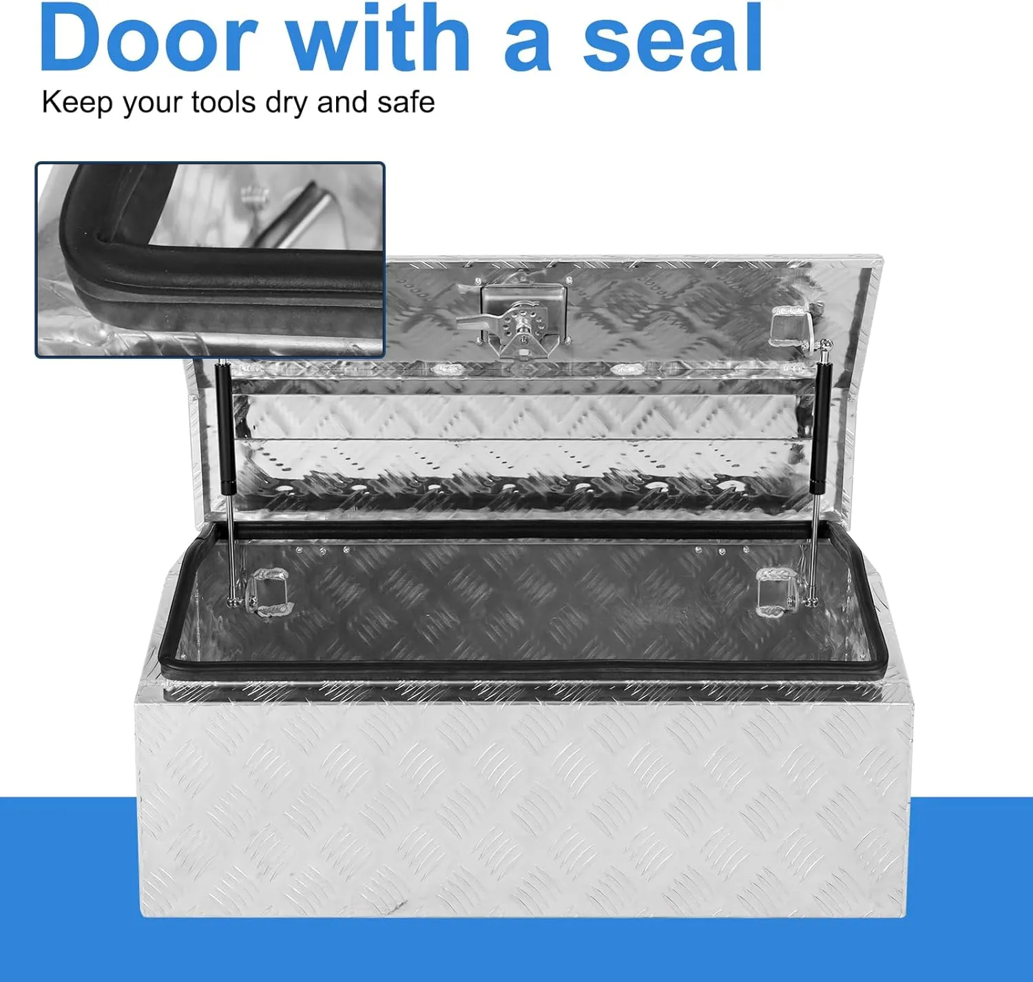 EASYBERG 30 Inch Aluminum Trailer Tool Box for Truck Pickup ATV Flatbed RV, 5 Bar Trailer Tongue Tool Box Storage Organizer with Dome Lid, Handle, Lock & 2 Keys, Silver
