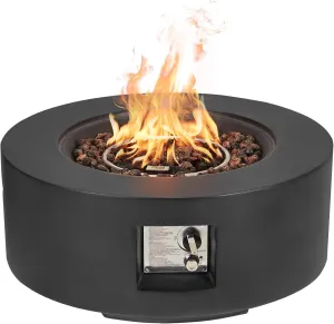 ECOTOUGE 50,000 BTU Outdoor Propane Gas Fire Pit Table, 30 Inch Auto-Ignition Round Gas Fire Pit,Steel Fire Table w/Weather-Resistant Pit Cover, Lava Rocks (Black, no Tank Holder)