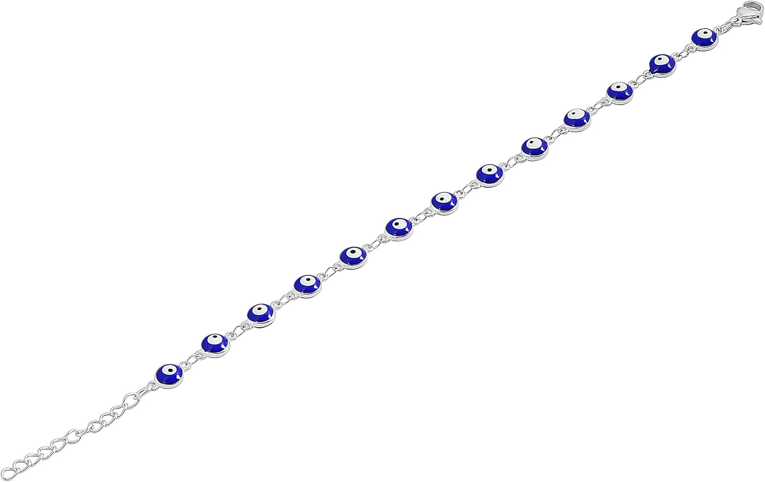 Edforce Stainless Steel Women's Charm Enamel Evil Eye Protection Link Chain Bracelet