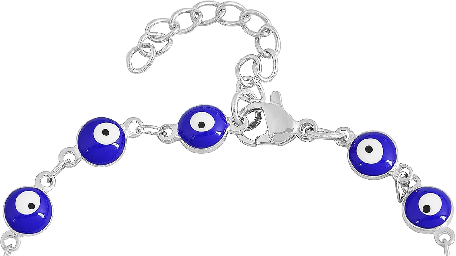 Edforce Stainless Steel Women's Charm Enamel Evil Eye Protection Link Chain Bracelet
