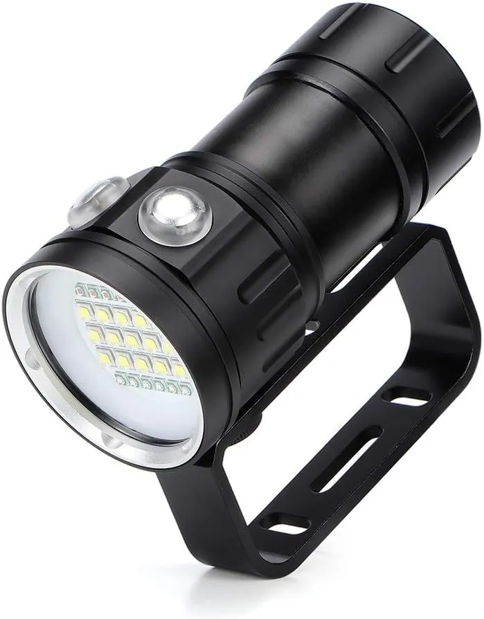 eecoo Diving Flashlight, 18000 IPX8 Waterproof Diving Torch Dive Lights 500M 7Modes 120 Degree Wide Beam Angle Underwater LED Flashlight for Outdoor Under Water Sports