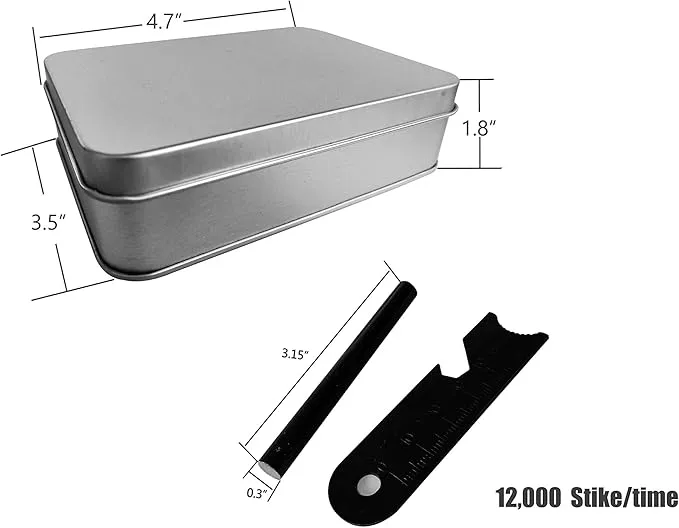eGreen Emergency Ferro Rod Striker Magnesium 6 Bags Wax Jute Rope   Tin Box for Camping Hiking Bushcraft Survival Outdoor Gear