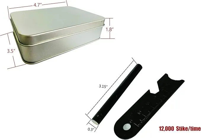 egreen Emergency Fire Starter Ferro Rod Striker Magnesium 6 Bags for Camping Hiking Bushcraft Survival Outdoor Hurricane   Free Tin Box (18 Bags Magnesium   Ferro & Striker)
