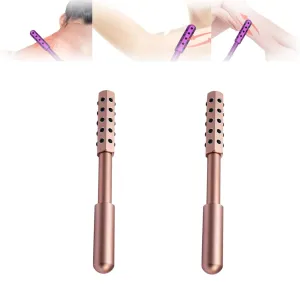 Elarique Glow Sculpting Beauty Roller – Germanium Stone Face Sculpting Tool for Uplift Facial Massage • Portable Facelift Pro Roller for Radiance & Skin Tightening with Ergonomic Handle (Gold,2PC)