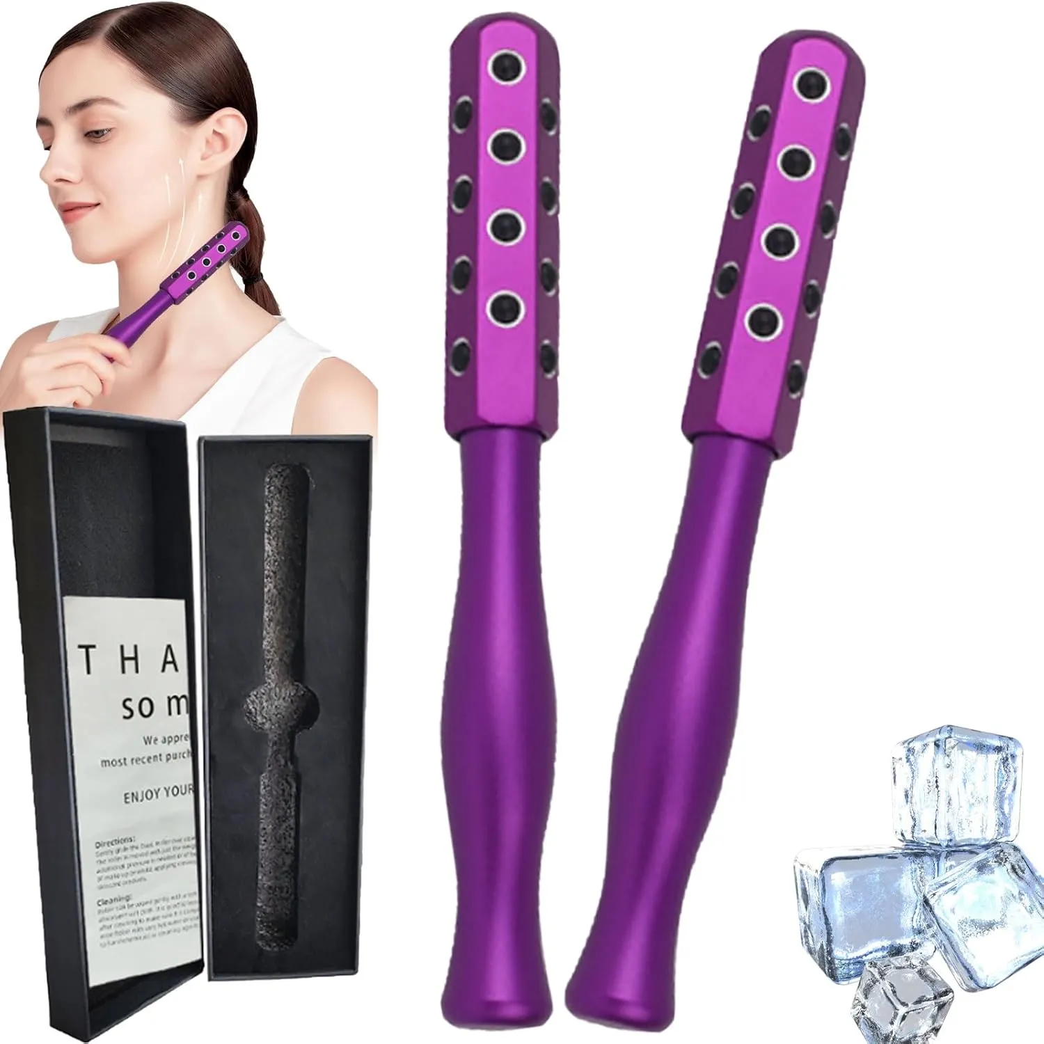 Elarique Glow Sculpting - Beauty Roller, Uplift Facial Massaging Beauty Tool, Facelift Pro Roller, Massage Face Tool, Cooling & Sculpting, Portable with Ergonomic Handle, for Skincare (2PCS)