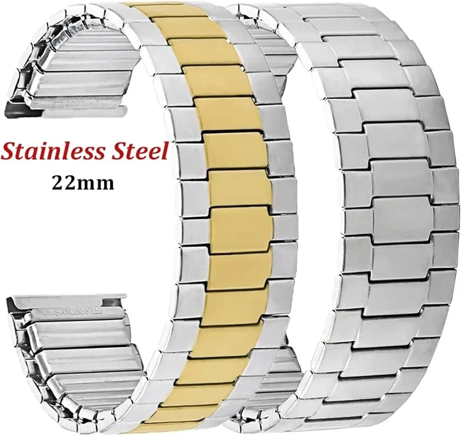 Elastic Stainless Steel Strap 22mm Men Women Metal Watch Band Universal Bracelet Wristband