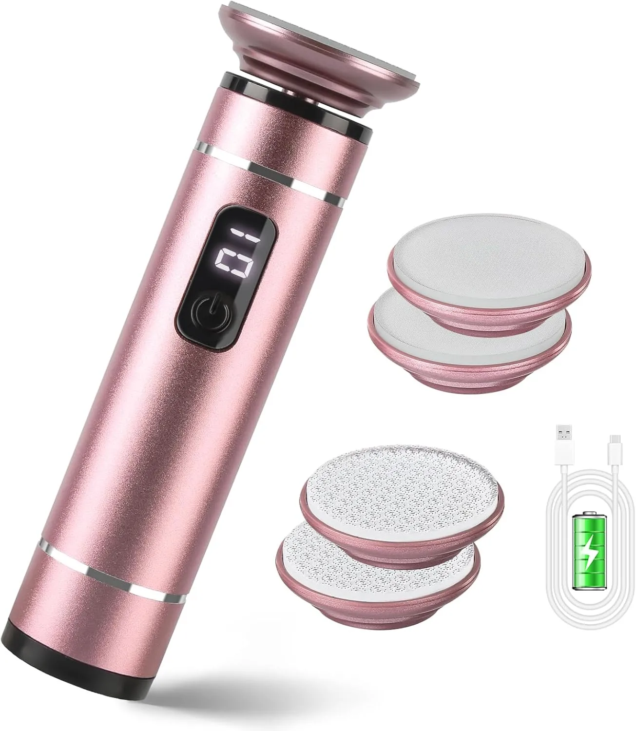 Electric Foot Callus Remover Cordless, 3 Adjustable Speed Foot File with 4 Nano Glass Grinding Disc, Professional Pedicure Tool Foot Scrubber for Heel Dead Skin and Calluses
