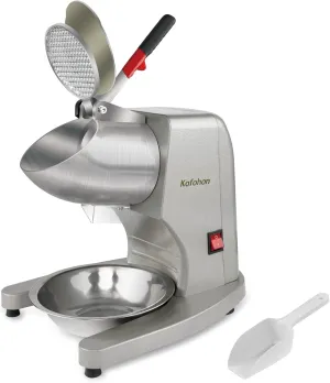 Electric Ice Shaver,Shaved Ice Machine Strong Powerful For Home&Commercial Use,Steel Ice Crusher With Dual Blades&Lips,Higher Ice Outlet for Plate,Bowl&Cup,300W/2200rpm/220lbs/hrs.