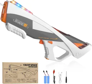 Electric Water Gun,Auto Suction Water Gun With Running Light & 2 Modes,Powerful Squirt Gun Range up to 32 FT,Outdoor Beach Party Shooting Game Water gun,Ideal Summer Easter Toy Gift for Kids & Adults.