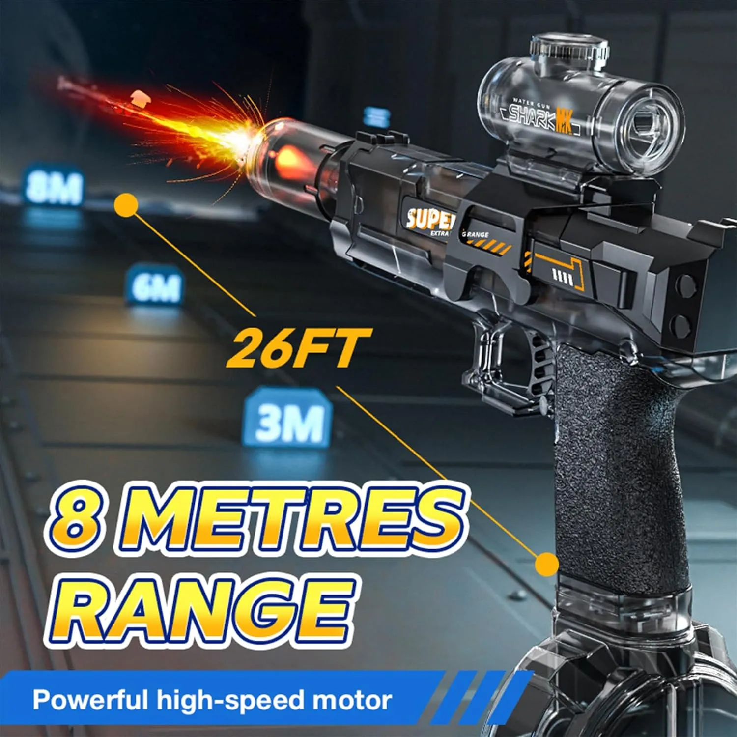 Electric Water Guns for Adults Kids, Automatic Squirt Gun with 26FT Range, Super Blaster Soaker High Capacity Pistol for Swimming Pool Party Toy ColorBlast LED Electric Water Gun (1BK 1R)