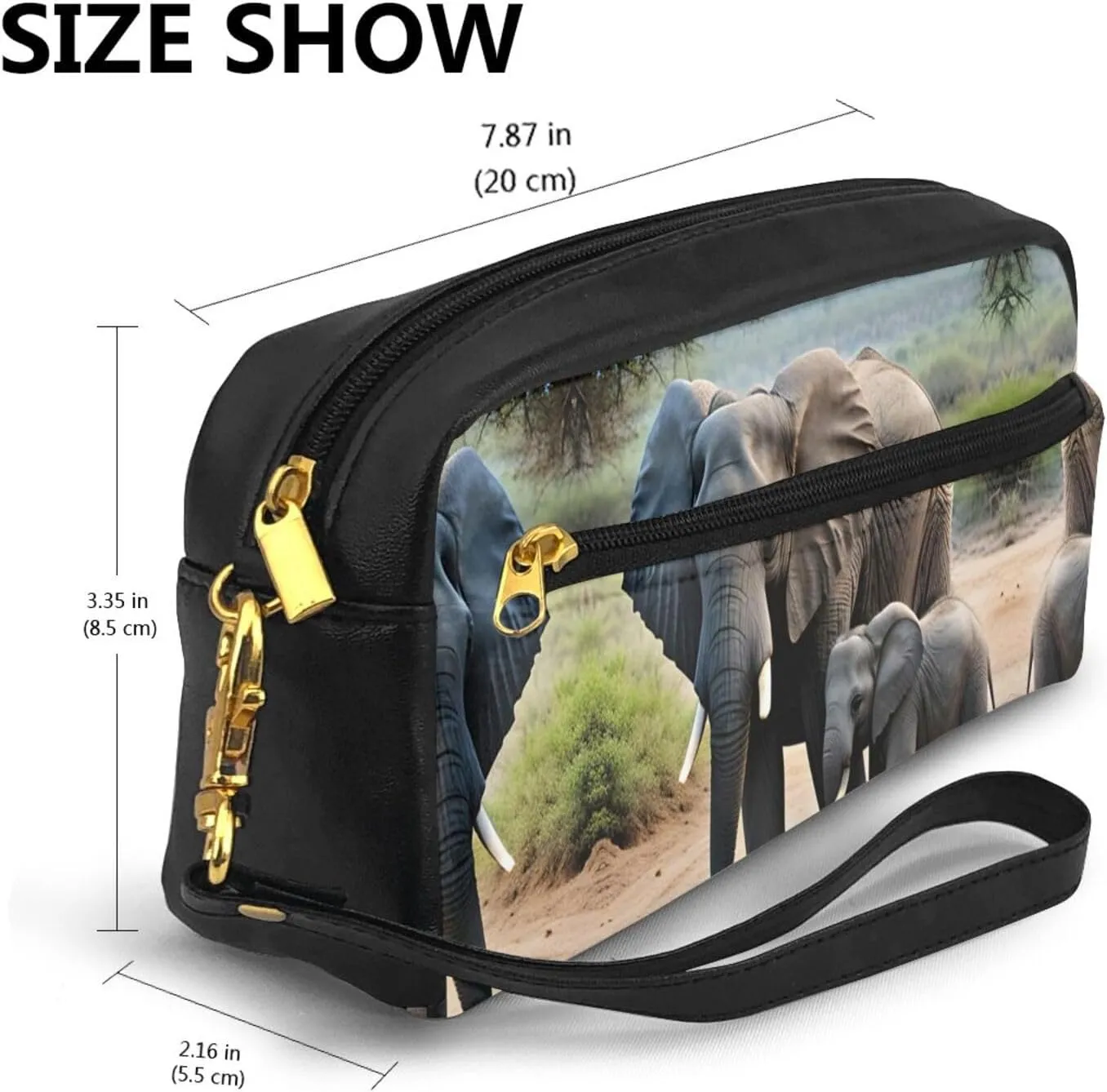 Elephant And Baby Elephant Print Portable Makeup Bag,Travel-Friendly Design,Versatile Mini Makeup Pouchtion