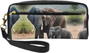 Elephant And Baby Elephant Print Portable Makeup Bag,Travel-Friendly Design,Versatile Mini Makeup Pouchtion