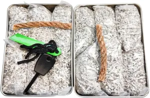 Emergency Fire Starter Magnesium 6 Bags Wax Infused Jute Rope Ferro Rod Striker Saw Wire for Camping Hiking Bushcraft Hurricane   Tin Container