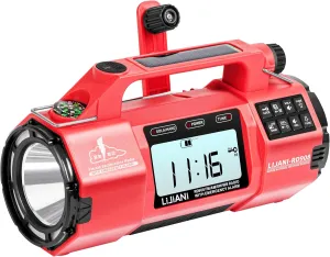 Emergency FM/AM/SW Weather Radio, Big Flashlight/Speaker,Type-C,Sleep Timer Alarm Clock, Solar/Hand Crank Charge, 5000mAh Replaceable Battery,with Cell Phone Charger Hurricane Storm Survival kit