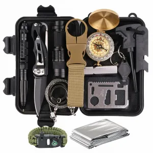 Emergency Optimized Kit Set 14-In-1 Outdoor Hiking Highly recommended Camping Box Survival Case Gear Tactical