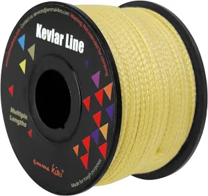 emma kites 100% Kevlar Braided String Utility Cord 100Ft 550Lb Abrasion Flame Resistant, Tactical Survival Fishing Assist Cord Model Rocket Paracord Trip Line Camping Cordage