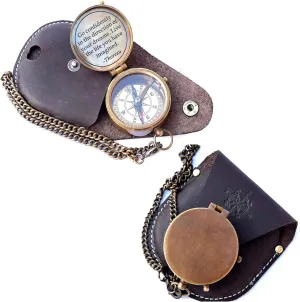 Engraved Brass Compass, Antique Nautical Vintage Directional Magnetic Compass, with Famous Scripture Quote, Baptism Gifts with Leather Case