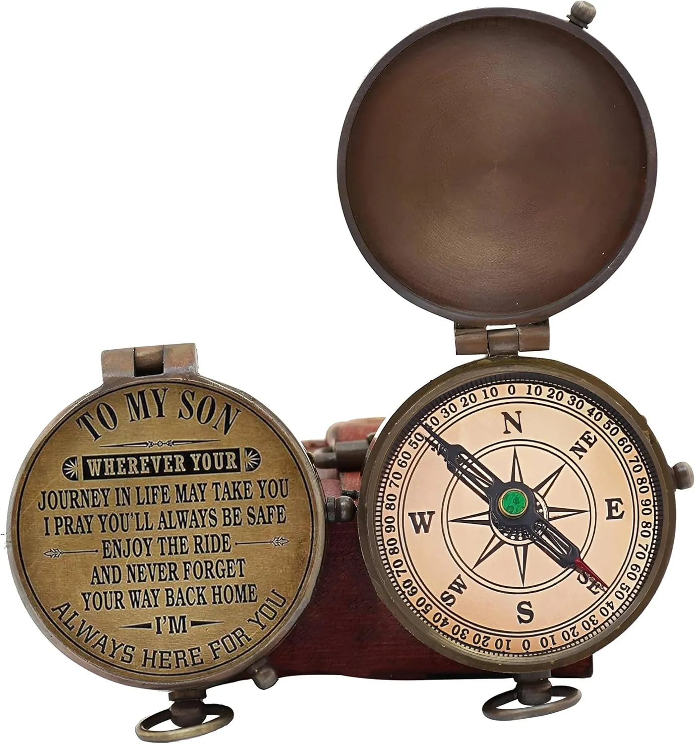 Engraved Brass Compass Gift to My Son/to Our Son/Nautical Gift for Son from Dad/Gift to Son from Mom A Perfect and Unique Gift with Leather Case (to My Son)