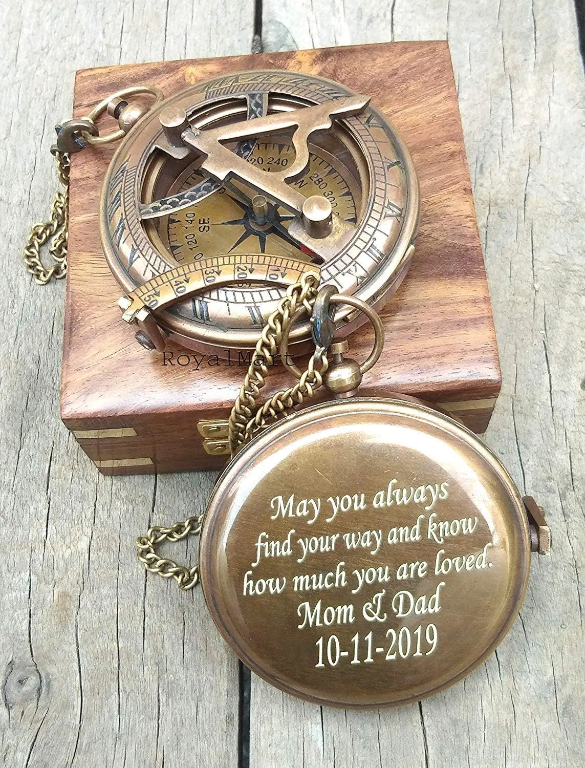 Engraved Nautical Compass - Personalized Compass for Men, Groomsmen, Wedding, Hiking, Corporate Gifts