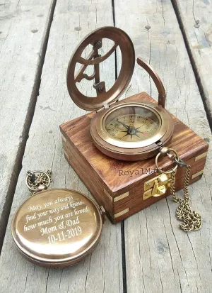 Engraved Nautical Compass - Personalized Compass for Men, Groomsmen, Wedding, Hiking, Corporate Gifts