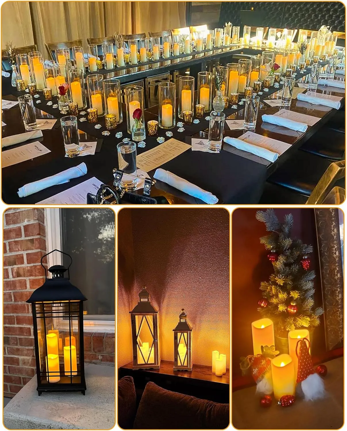 Enido 24 Pc Flameless LED Candles with Remote & Timer, Outdoor Waterproof, Flickering Electric Warm Lights for Cozy Home & Holiday Romantic Decor, Battery Operated (D 2.2” x H 4”/5”/6”
