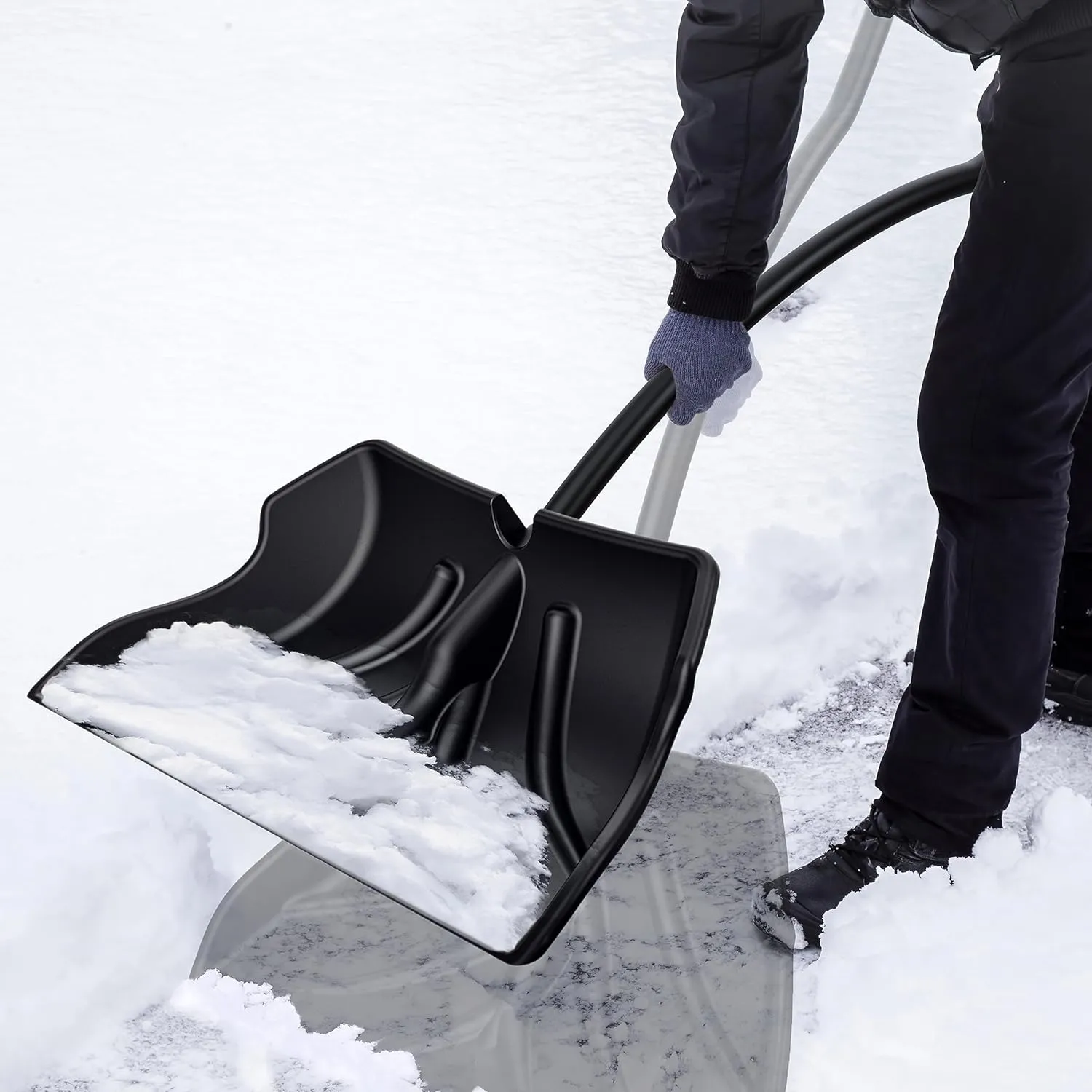 ERA Home-Series 24-Inch XL Snow Pusher with Ergonomic Shaft and High-Density Polyethylene Blade