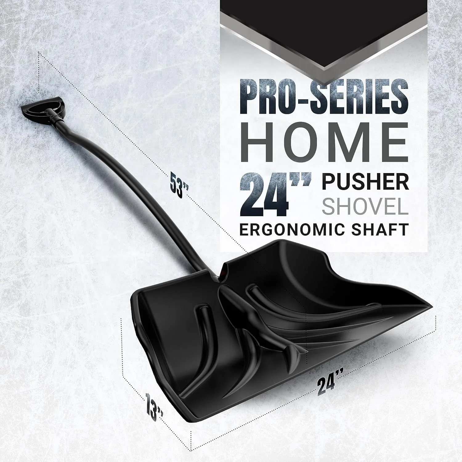 ERA Home-Series 24-Inch XL Snow Pusher with Ergonomic Shaft and High-Density Polyethylene Blade
