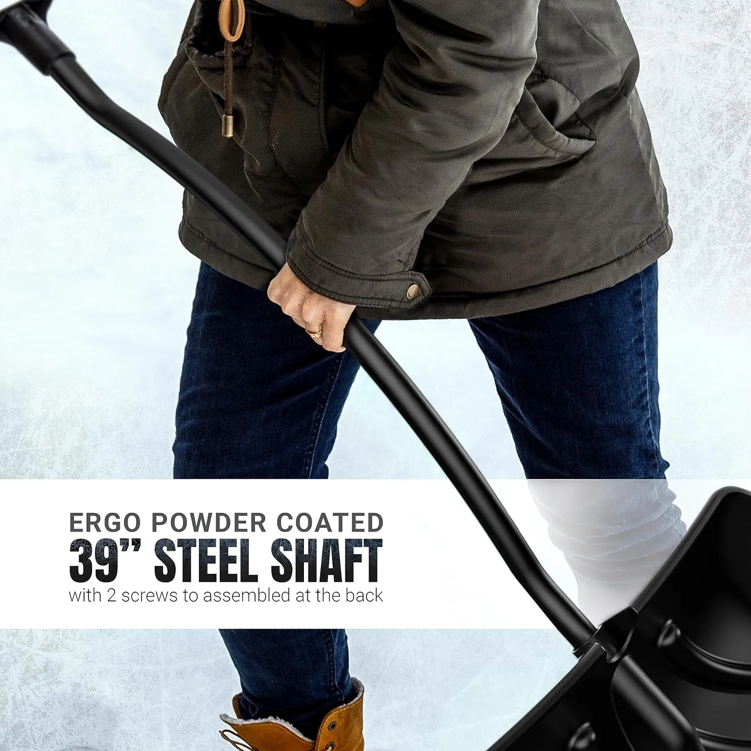 ERA Home-Series 24-Inch XL Snow Pusher with Ergonomic Shaft and High-Density Polyethylene Blade