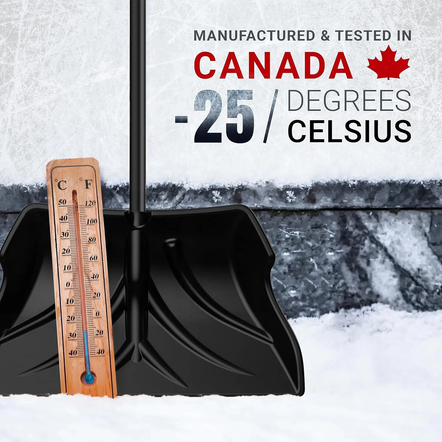ERA Home-Series 24-Inch XL Snow Pusher with Ergonomic Shaft and High-Density Polyethylene Blade