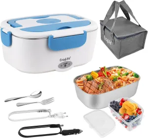 ErayLife Electric Lunch Box 75W Heated Lunchbox,ood Heated Lunch Box for Adults 3-in-1 12V 24V 110V for Car Truck Work,Portable Food Warmer Heating Lunch Box with Carry Bag/1.5L Removable SS Container