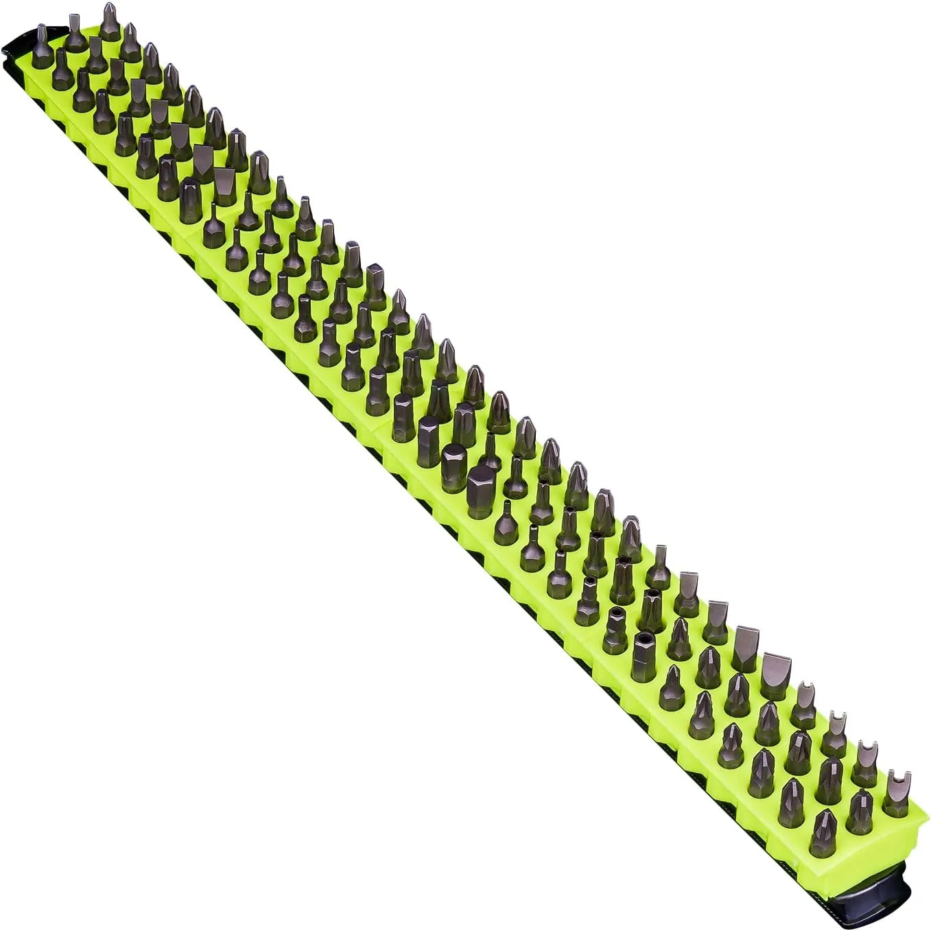 Ernst Manufacturing 96 Tool Magnetic Bit Bar, 1/4" Hex Screwdriver Bit Storage Tool Organizer - Black/Hi-Viz