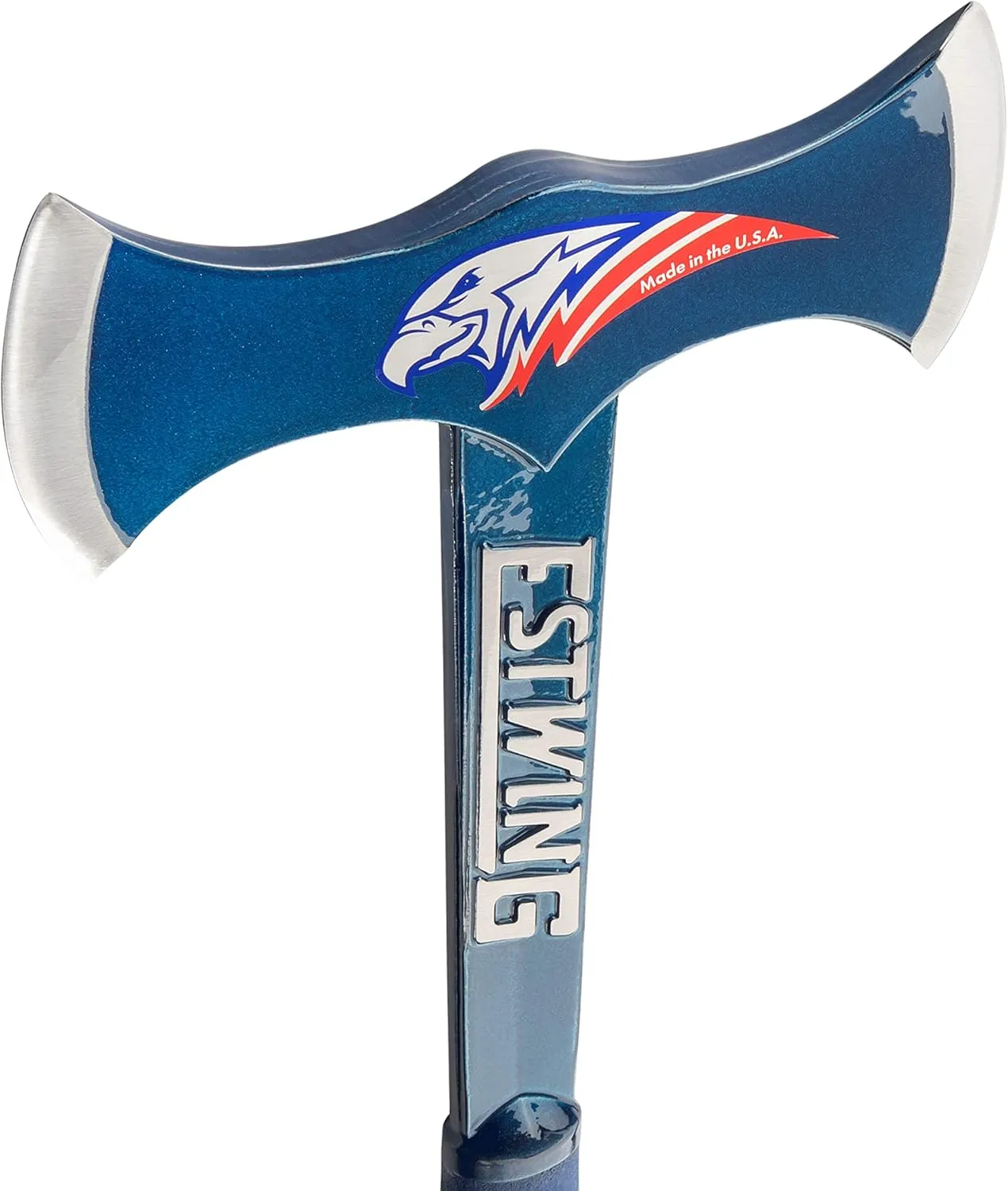 Estwing - Drake Off Road Tools Double Bit Axe - 38 oz Wood Spitting Tool with Forged Steel Construction & Shock Reduction Grip - E6-DBA Blue