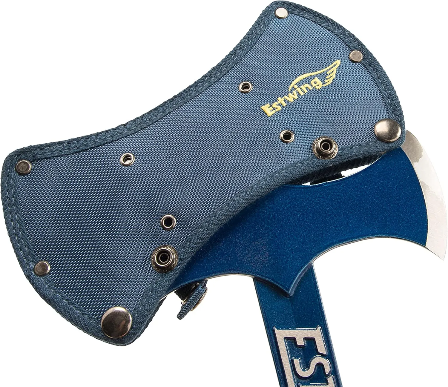 Estwing - Drake Off Road Tools Double Bit Axe - 38 oz Wood Spitting Tool with Forged Steel Construction & Shock Reduction Grip - E6-DBA Blue