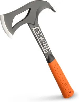 ESTWING Hunter's Axe - 14.25" Forged Steel Hatchet with Gut Hook & Shock Reduction Grip - EOHA