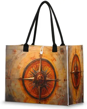Eternal Compass Warm Colors Large Tote Bag for Women Travel Shoulder Weekender Hobo Bag Waterproof with Compartments for Work, School, Shopping, Gym, Nurse Bags, Teacher HandBag Purse Laptop Tote Bag