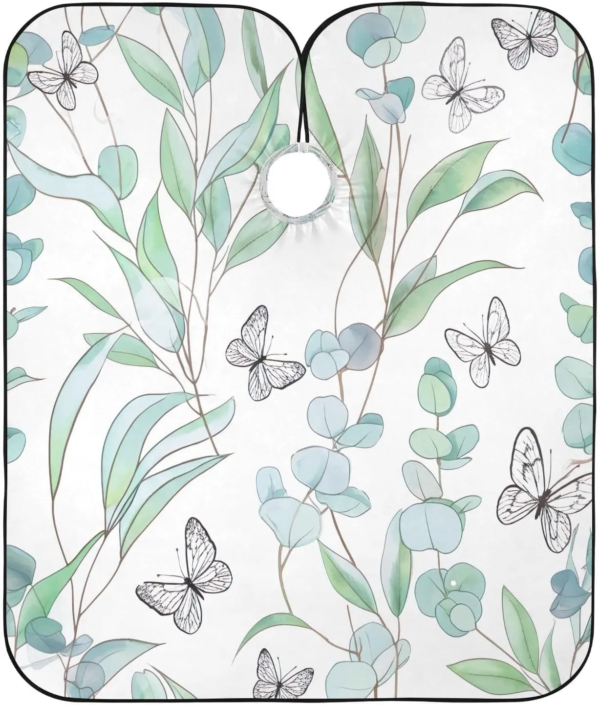 Eucalyptus Leaves White Butterflies Barber Bib Hair Coloring Capes Adults, Salon Shampoo Cape