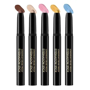 Eyeshadow Stick, Shimmer and Matte Cream Eye Shadow Brightener Sticks Eyeliner Pencil Crayon, Waterproof Long Lasting Eye Highlighter Stick Makeup,0.056 Oz(Matte)