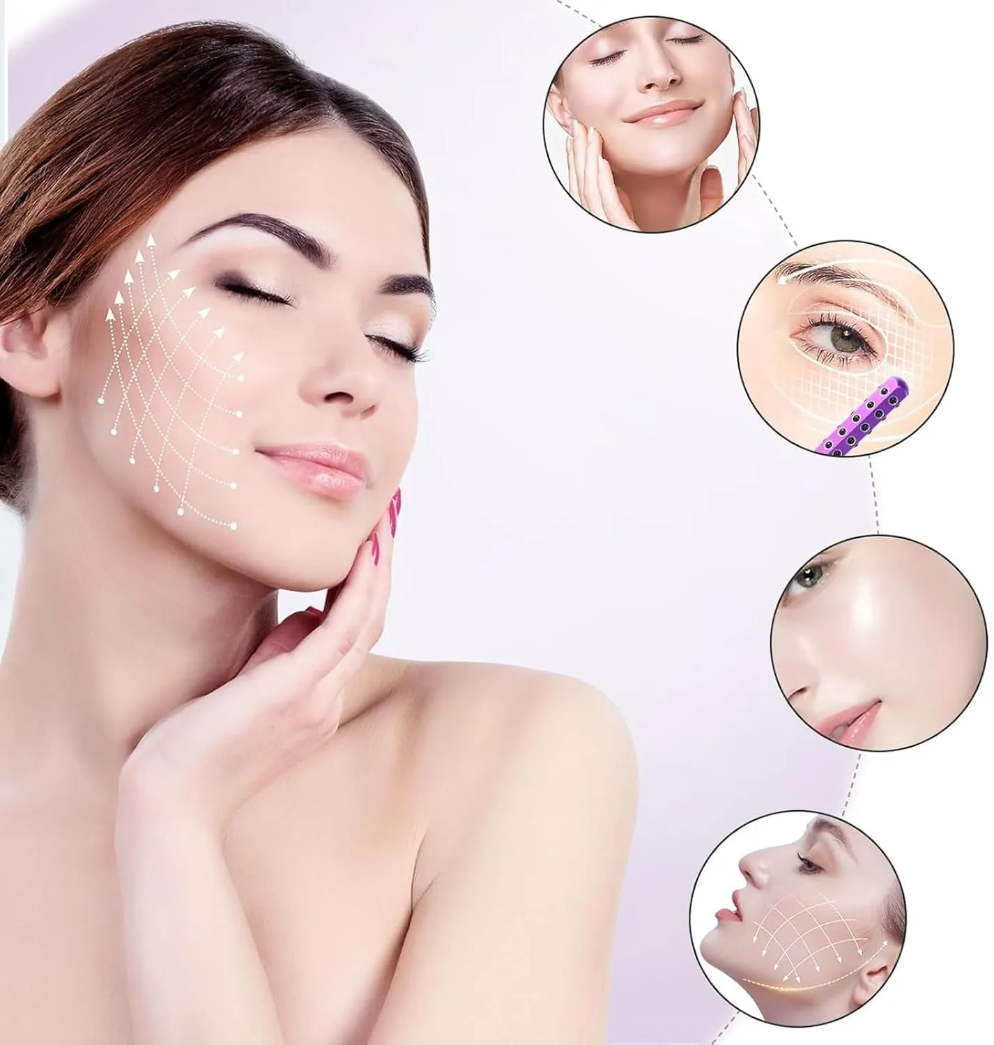 Facelift Pro Beauty Roller, Elarique Glow Sculpting - Beauty Roller, Uplift Facial Massaging Tool, Germanium Stone Face Massaging Tool, Portable with Ergonomic Handle (2pcs)