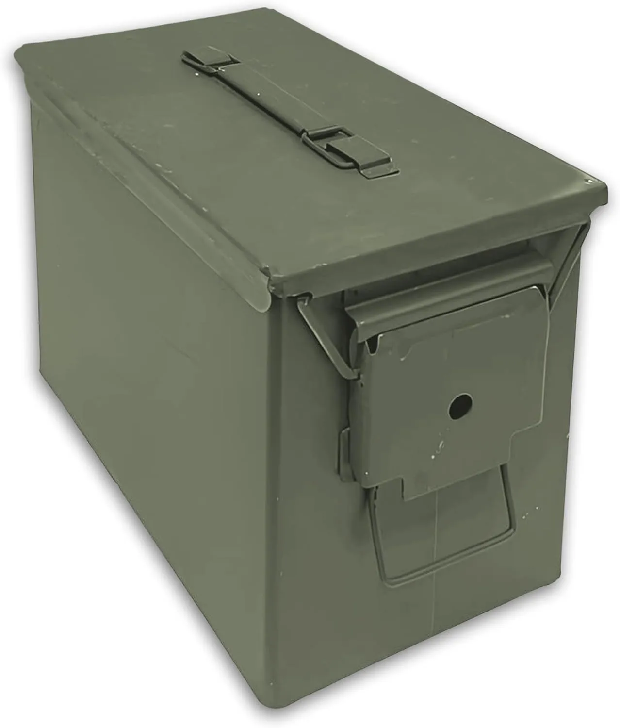 Fat 50 Cal Ammo Can PA108 - Olive Drab Green Military-Grade Ammo Storage Box w/Rubber Seal & Removable Lever-Lock Lid